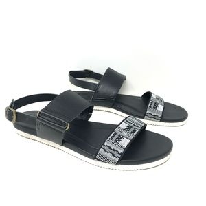 TEVA Black Leather & White Sandals